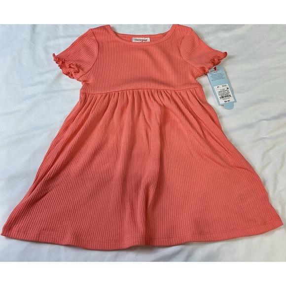 Other - Cat & Jack Toddler Girls Dress SZ 2T Hawaiian Coral Ribbed Short Sleeve Soft